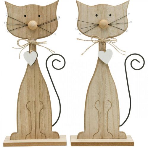 Floristik24 Figura della primavera, decorazione del gatto, figura in legno, decorazione della tavola, decorazione della casa di campagna 2 pezzi