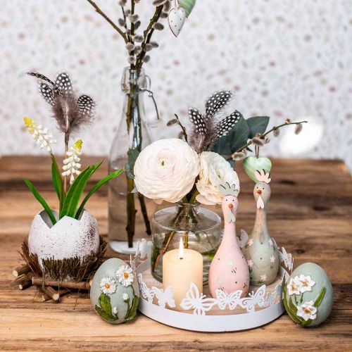 Prodotto Vassoio primaverile, decorazione a farfalla, decorazione da tavolo, decorazione in metallo per piantare bianco Ø20cm H6,5cm