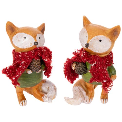 Volpe decorativa con sciarpa e pigna, 10 cm, 2 pezzi acquistare | Floristik24.it