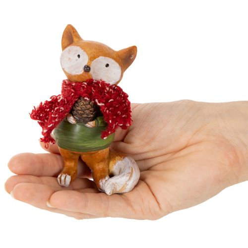 Volpe decorativa con sciarpa e pigna, 10 cm, 2 pezzi | Floristik24.it