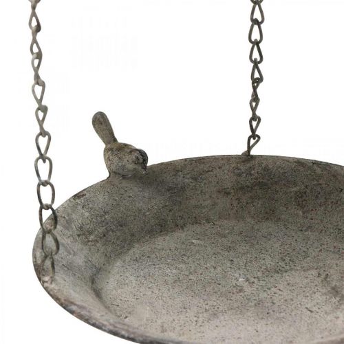 Floristik24 Mangiatoia decorativa per uccelli, vaschetta per uccelli sospesa, cesto sospeso in metallo marrone, bianco lavato Ø25cm H36cm