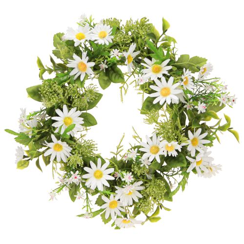Prodotto Corona di margherite bianca verde artificiale Ø28cm H9cm