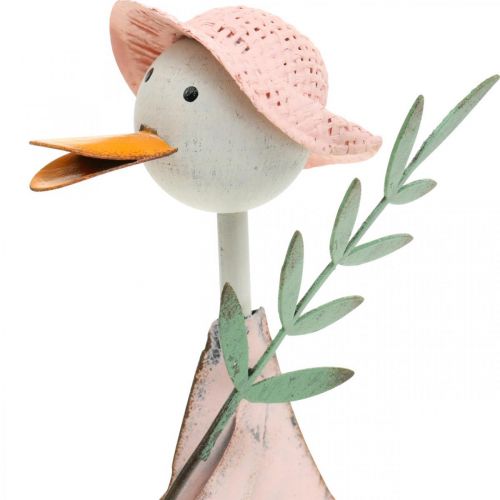Floristik24 Cicogna con pala, uccello in metallo con ramo, uccello decorativo, figura da giardino, decorazione in metallo H26/28cm set di 2