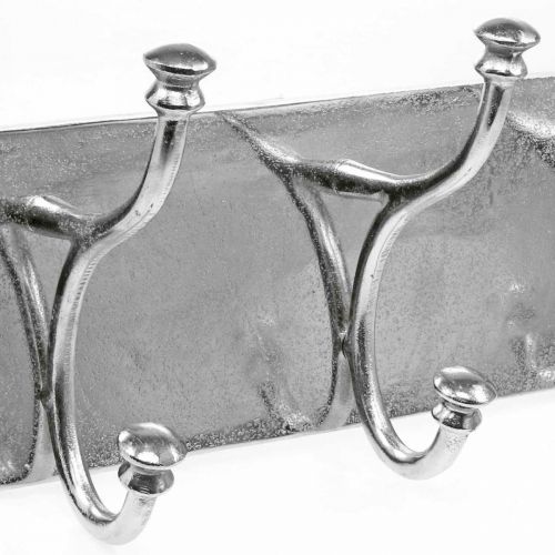 Floristik24 Armadio con 3 ganci, striscia di ganci per appendere, ganci decorativi in metallo effetto vintage argento L46cm