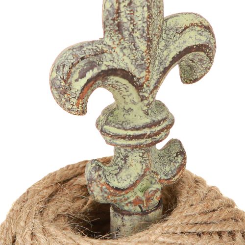 Prodotto Porta rocchetto antico decorativo in metallo con giglio e juta 20,5 cm