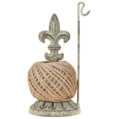 Prodotto Porta rocchetto antico decorativo in metallo con giglio e juta 20,5 cm