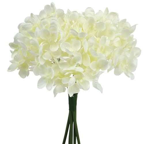 Mazzo di ortensie fiori artificiali bianchi L27cm