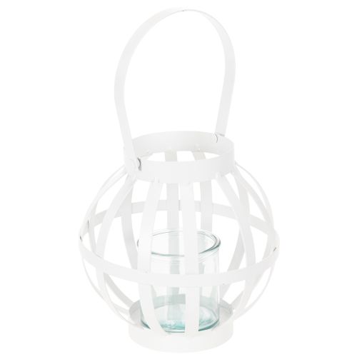 Lanterna da giardino, in metallo e vetro, portacandele sospeso, bianca, Ø18,5 cm acquistare | Floristik24.it