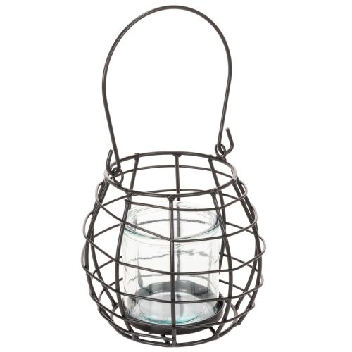 Lanterna da giardino in metallo nero con luce a vento, Ø14cm H12.5cm acquistare | Floristik24.it