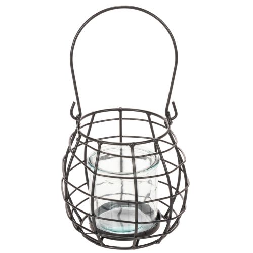 Lanterna da giardino in metallo nero con luce a vento, Ø14cm H12.5cm | Floristik24.it