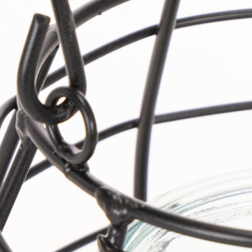 Lanterna da giardino in metallo nero con luce a vento, Ø14cm H12.5cm | Floristik24.it