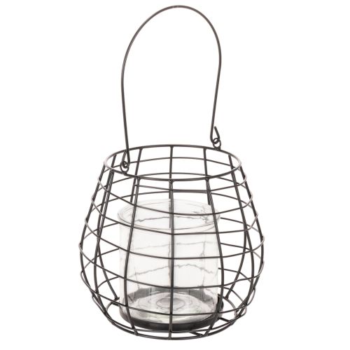 Lanterna da giardino con portacandele in vetro, nera, Ø20cm, H18.5cm acquistare | Floristik24.it