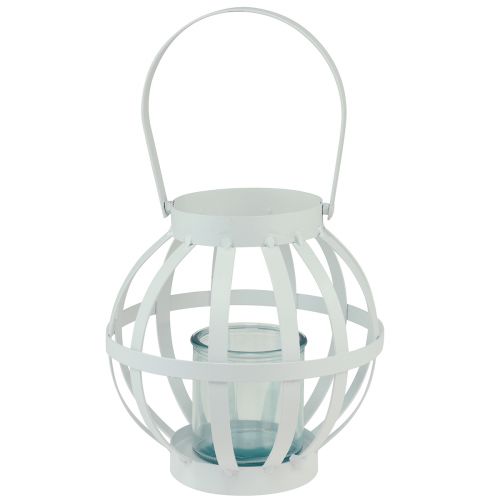Floristik24 Lanterna da giardino lanterna in vetro metallo da appendere bianco Ø18,5 cm