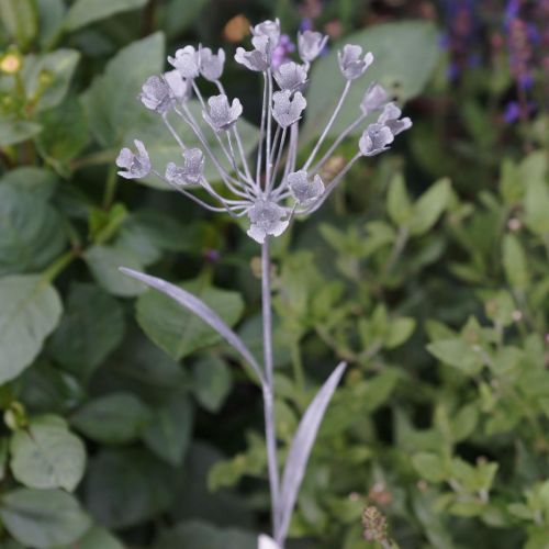 Prodotto Spina da giardino fiore, decorazione da giardino, spina per piante in metallo shabby chic bianco, argento L52cm Ø10cm 2pz