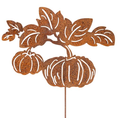 Prodotto Paletto da giardino con motivo a zucca, decorazione in metallo, finitura ruggine, 100 cm