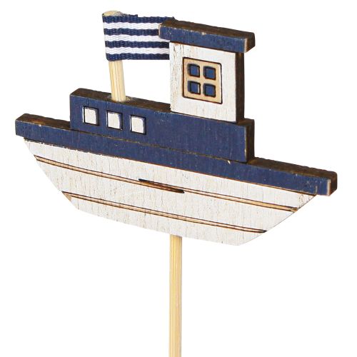 Prodotto Paletto Da Giardino Infradito In Legno Marittimo Barca Blu Bianco 8cm 12 pz