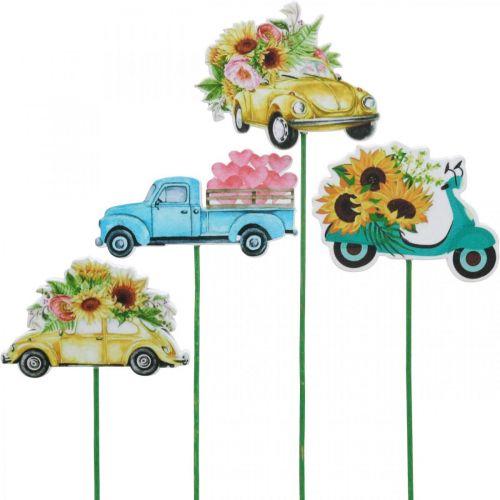 Auto da giardino con palo, patente di guida per decorazioni regalo L24/24,5 cm 16 pezzi