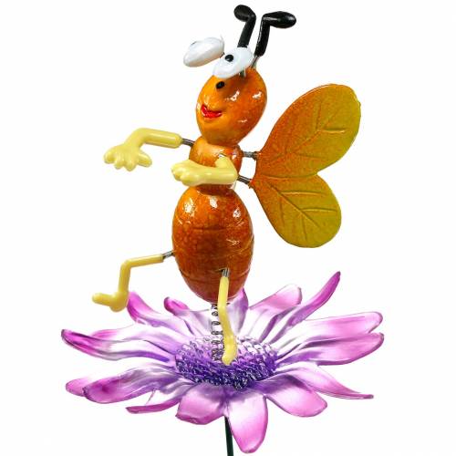 Floristik24 Ape fiore su fiore con molle in metallo arancio, viola H74cm