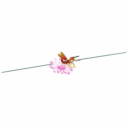 Floristik24 Palo da Giardino Libellula su Fiore con Molla in Metallo Arancio, Rosa H74cm