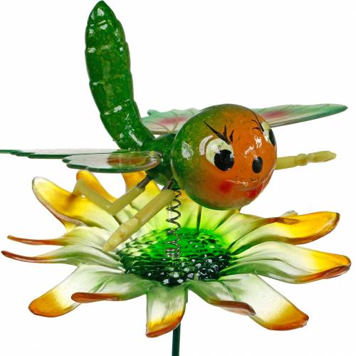 Floristik24 Tappo decorativo farfalla e fiore con molle in metallo verde, arancione H70cm