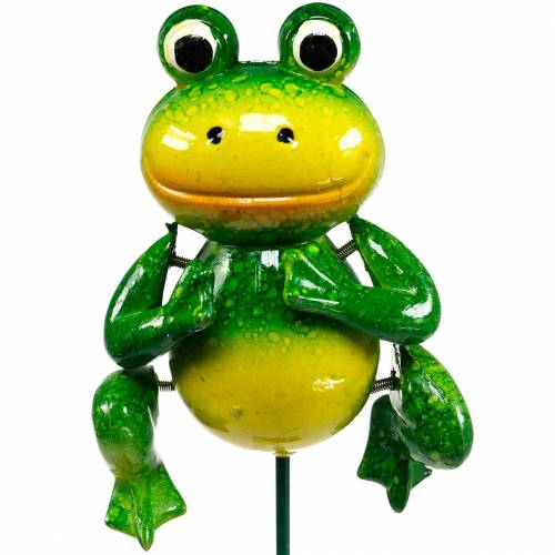 Floristik24 Plug decorativo saltatore con molle in metallo verde, giallo H65,5cm