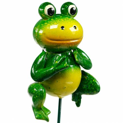 Floristik24 Plug decorativo saltatore con molle in metallo verde, giallo H65,5cm