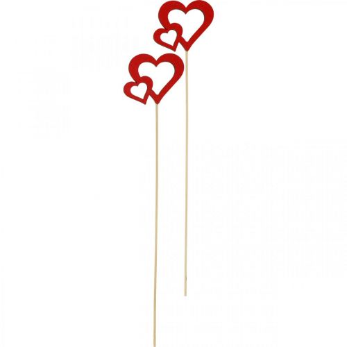Floristik24 Spina fiore cuore legno rosso decorazione romantica 6cm 24pz
