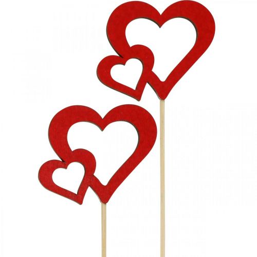 Spina fiore cuore legno rosso decorazione romantica 6cm 24pz
