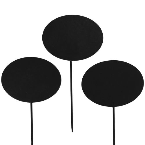 Floristik24 Paletto da giardino in legno ovale nero 19 cm 12 pezzi