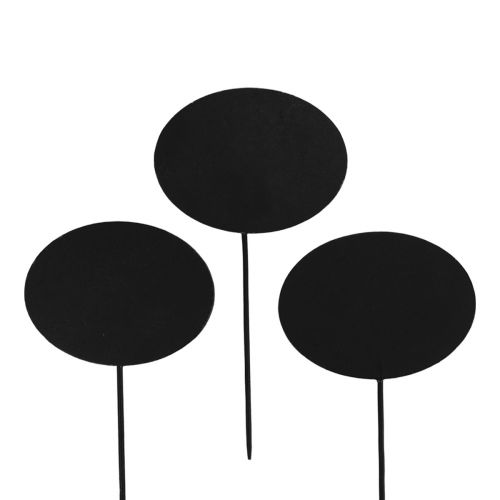 Pali da giardino in legno Cartelli in legno ovali neri H17,5 cm 12 pezzi