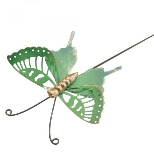 Floristik24 Paletto da Giardino Farfalla in Metallo Verde Oro 12x10/46cm