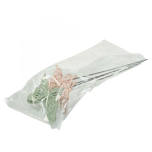 Prodotto Picchetto in metallo farfalla rosa verde 10,5x8,5 cm 4 pezzi