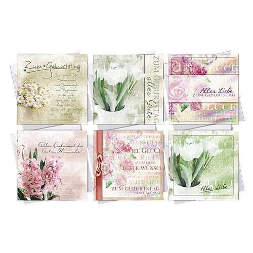 Floristik24 Biglietti d'auguri con busta 10,5 cm x 10,5 cm 6 pezzi