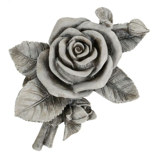 Floristik24 Rosa per decorazione tombale grigia 16 cm x 13,5 cm 2 pz
