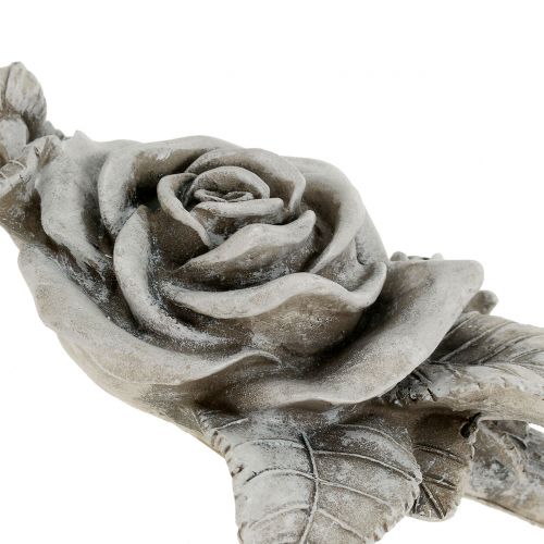 Floristik24 Rosa per decorazione tombale grigia 16 cm x 13,5 cm 2 pz
