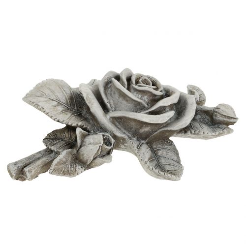 Floristik24 Rosa per decorazione tombale grigia 16 cm x 13,5 cm 2 pz