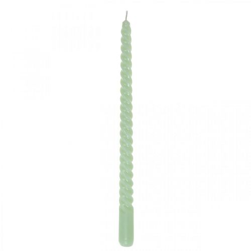 Floristik24 Candele attorcigliate Candele a spirale verde menta Ø2.2cm H30cm 2pz