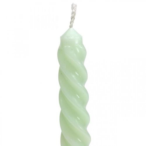 Floristik24 Candele attorcigliate Candele a spirale verde menta Ø2.2cm H30cm 2pz