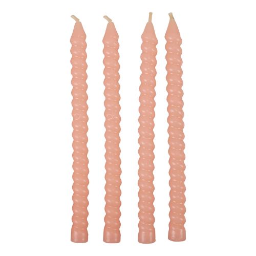 Floristik24 Candele intrecciate candele a spirale rosa chiaro Ø1,4 cm H18 cm 4 pezzi