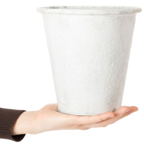 Prodotto Vaso ornamentale in metallo, colore bianco, Ø18,5 cm, H18 cm
