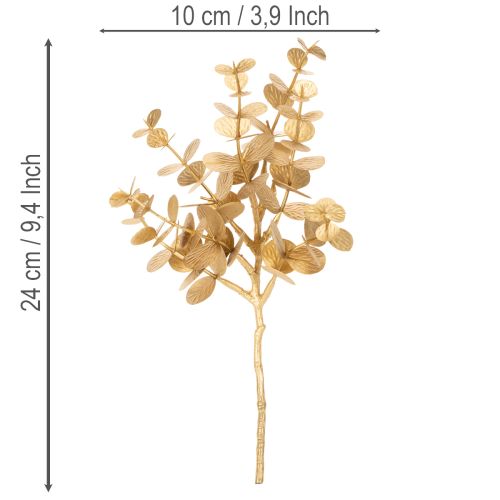 Pianta di eucalipto artificiale, ramo decorativo color oro per decorazione da tavola, 24 cm | Floristik24.it