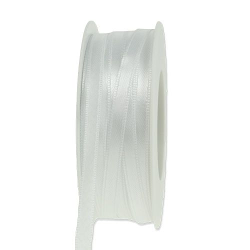 Floristik24 Nastro decorativo regalo in bianco 6 mm 50 m