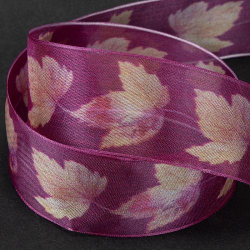 Prodotto Nastro regalo foglie d'acero nastro viola autunno 40mm 15m