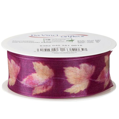 Prodotto Nastro regalo foglie d'acero nastro viola autunno 40mm 15m