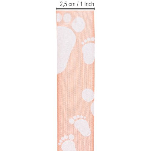 Prodotto Nastro regalo per piedini da neonato, decorazione per battesimo, nastro rosa, 25 mm, 16 m