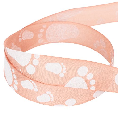 Prodotto Nastro regalo per piedini da neonato, decorazione per battesimo, nastro rosa, 25 mm, 16 m