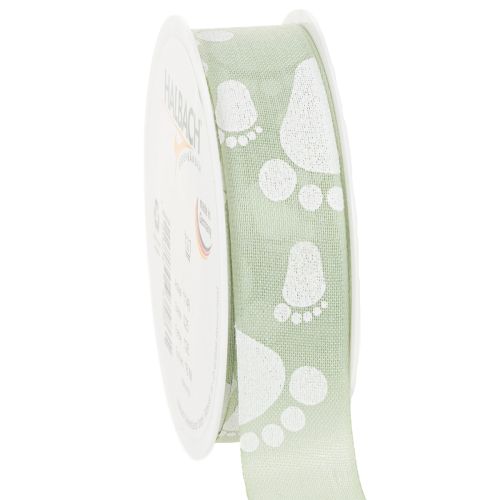 Nastro regalo decorazione piedini bambino battesimo verde 25mm 16m