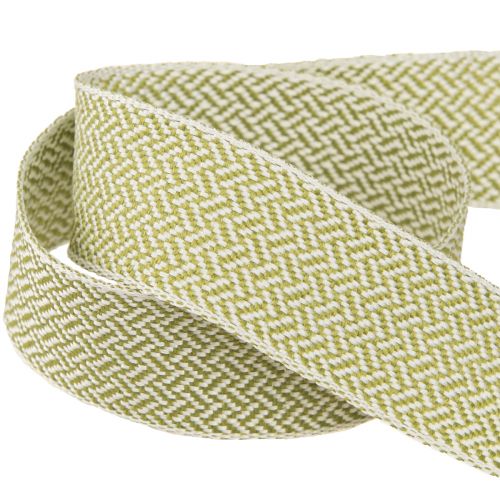 Prodotto Nastro regalo motivo a spina di pesce nastro decorativo bianco verde 25 mm 15 m