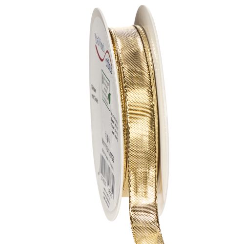Prodotto Nastro regalo dorato con bordo in filo metallico, largo 15 mm, lungo 25 m.