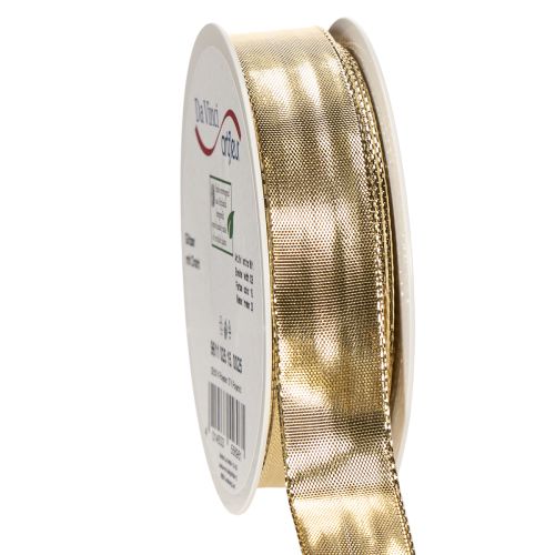 Nastro regalo dorato con bordo in filo metallico, largo 25 mm, lungo 25 m. acquistare | Floristik24.it